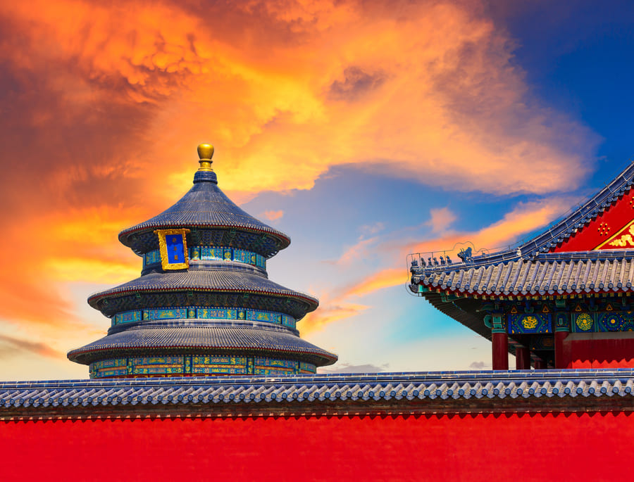 templo del cielo en China, atardecer